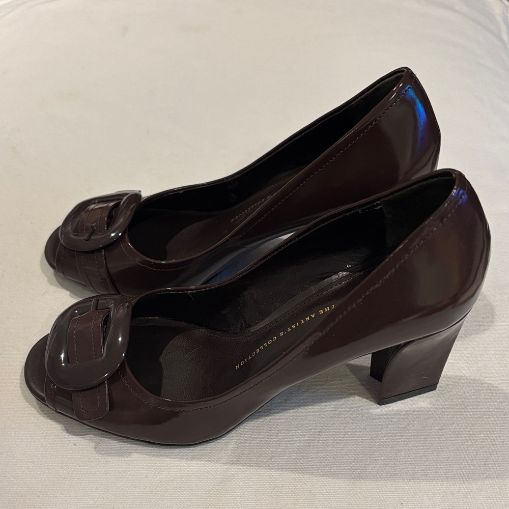 Franco Sarto Dark Brown Peep-Toe Heels